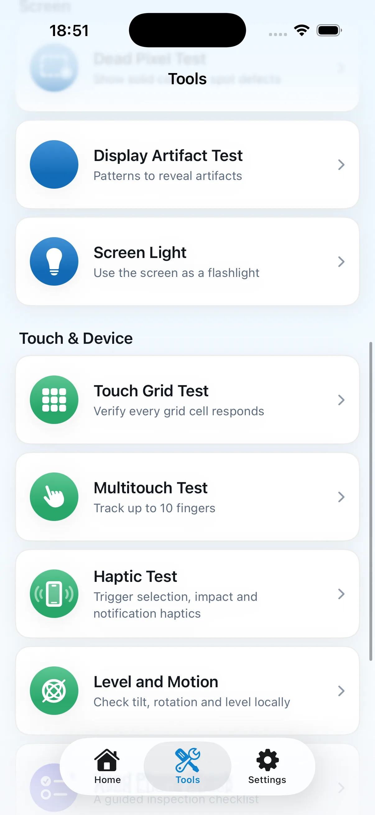 DeviceAid-Tools für Display, Touch, Haptik und Bewegung